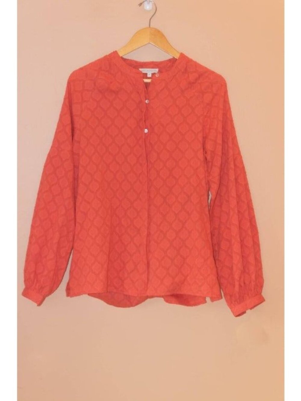 Feliciana Drop Sleeve Jacquard Button Down Blouse ModaPosa Large